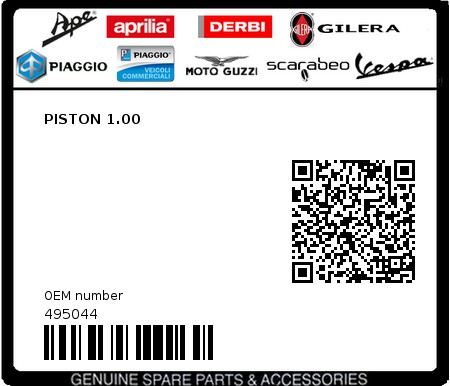 Product image: Piaggio - 495044 - PISTON 1.00  0