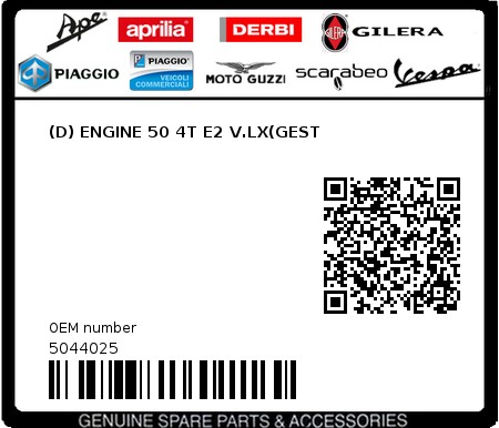 Product image: Piaggio - 5044025 - (D) ENGINE 50 4T E2 V.LX(GEST  0