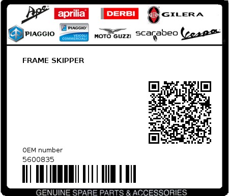 Product image: Piaggio - 5600835 - FRAME SKIPPER  0