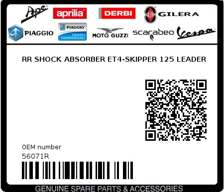 Product image: Piaggio - 56071R - RR SHOCK ABSORBER ET4-SKIPPER 125 LEADER  0