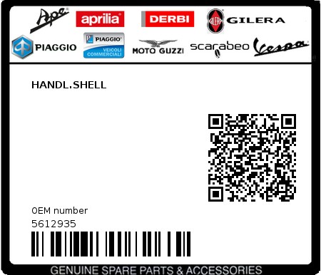 Product image: Piaggio - 5612935 - HANDL.SHELL  0