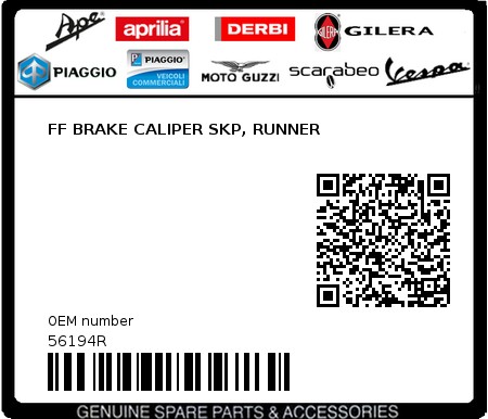 Product image: Piaggio - 56194R - FF BRAKE CALIPER SKP, RUNNER  0
