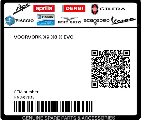 Product image: Piaggio - 56267R5 - VOORVORK X9 X8 X EVO  0
