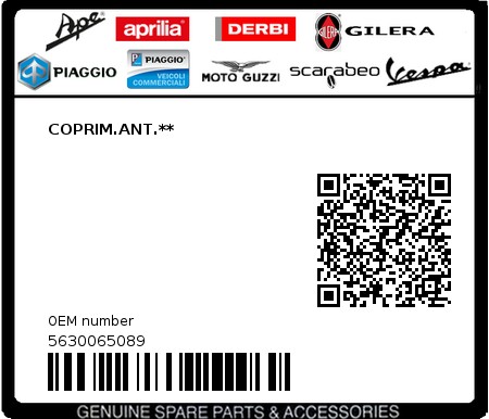 Product image: Piaggio - 5630065089 - COPRIM.ANT.**  0