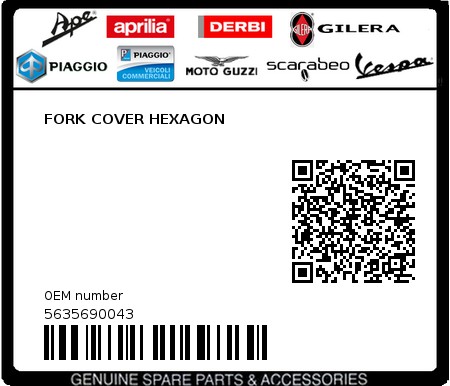 Product image: Piaggio - 5635690043 - FORK COVER HEXAGON  0