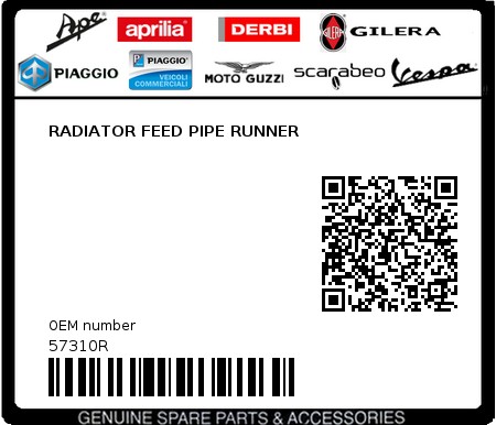 Product image: Piaggio - 57310R - RADIATOR FEED PIPE RUNNER  0