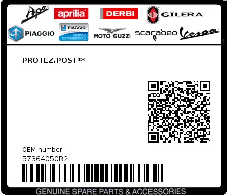 Product image: Piaggio - 57364050R2 - PROTEZ.POST**  0