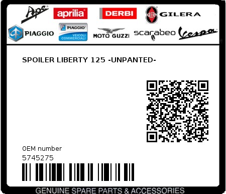 Product image: Piaggio - 5745275 - SPOILER LIBERTY 125 -UNPANTED-  0