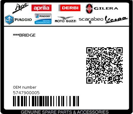 Product image: Piaggio - 5747900005 - ***BRIDGE  0