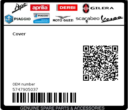 Product image: Piaggio - 5747905037 - Cover  0