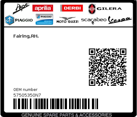 Product image: Piaggio - 57505350N7 - Fairing,RH.  0