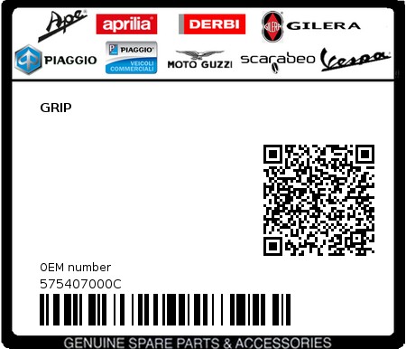 Product image: Piaggio - 575407000C - GRIP  0
