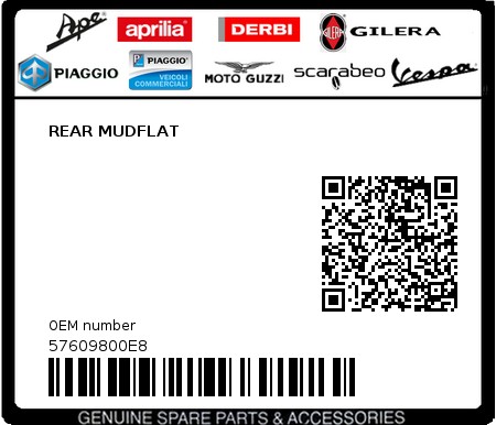 Product image: Piaggio - 57609800E8 - REAR MUDFLAT  0