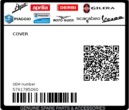 Product image: Piaggio - 5761785060 - COVER  0