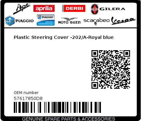 Product image: Piaggio - 57617850D8 - Plastic Steering Cover -202/A-Royal blue  0