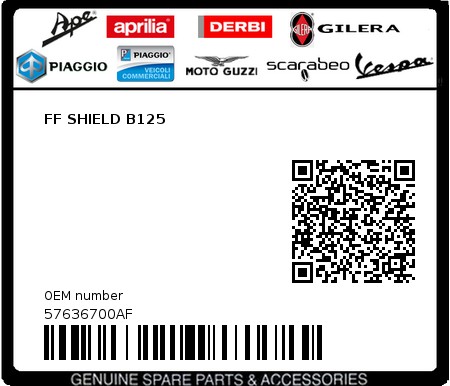 Product image: Piaggio - 57636700AF - FF SHIELD B125  0