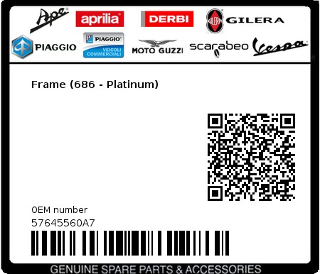 Product image: Piaggio - 57645560A7 - Frame (686 - Platinum)  0