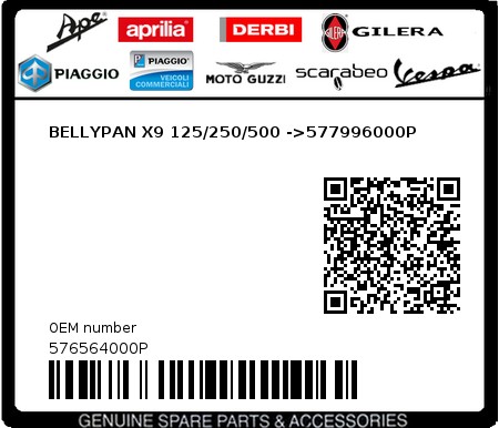 Product image: Piaggio - 576564000P - BELLYPAN X9 125/250/500 ->577996000P  0