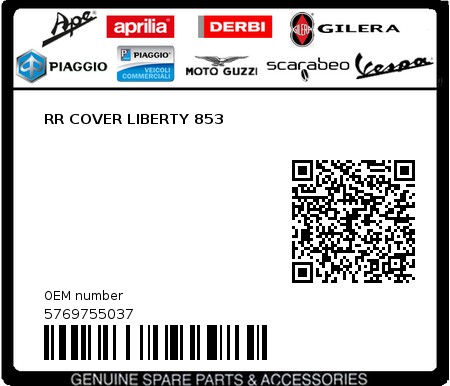 Product image: Piaggio - 5769755037 - RR COVER LIBERTY 853  0