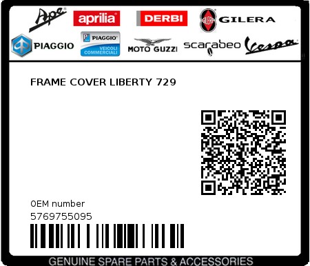 Product image: Piaggio - 5769755095 - FRAME COVER LIBERTY 729  0