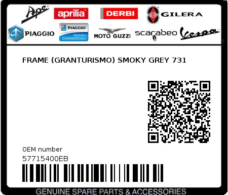 Product image: Piaggio - 57715400EB - FRAME (GRANTURISMO) SMOKY GREY 731  0