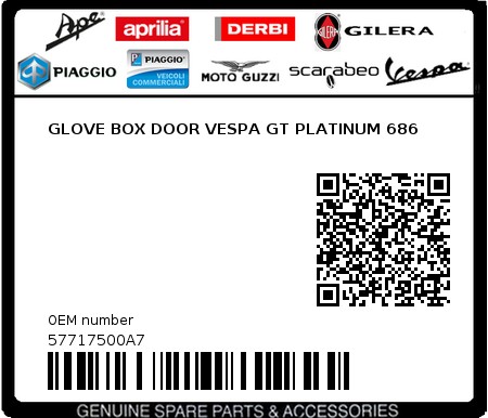 Product image: Piaggio - 57717500A7 - GLOVE BOX DOOR VESPA GT PLATINUM 686  0