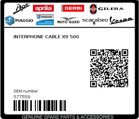 Product image: Piaggio - 577559 - INTERPHONE CABLE X9 500  0