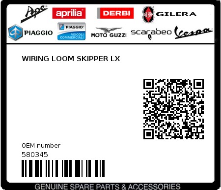 Product image: Piaggio - 580345 - WIRING LOOM SKIPPER LX  0