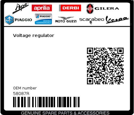 Product image: Piaggio - 58087R - Voltage regulator  0