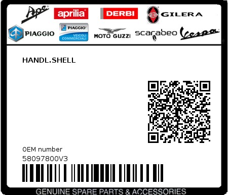 Product image: Piaggio - 58097800V3 - HANDL.SHELL  0