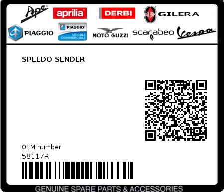 Product image: Piaggio - 58117R - SPEEDO SENDER  0