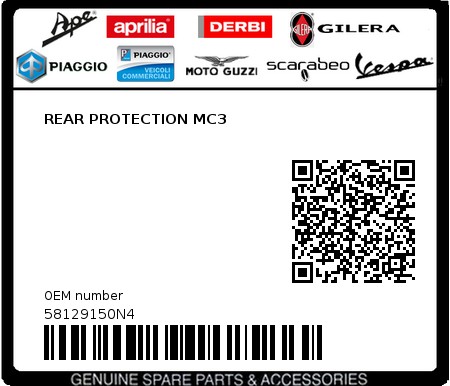Product image: Piaggio - 58129150N4 - REAR PROTECTION MC3  0