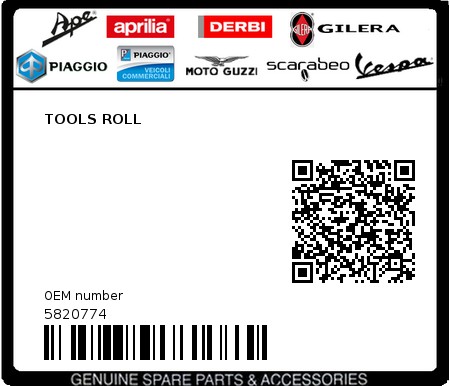 Product image: Piaggio - 5820774 - TOOLS ROLL  0