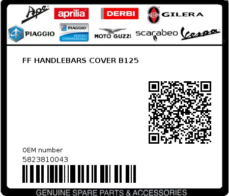 Product image: Piaggio - 5823810043 - FF HANDLEBARS COVER B125  0