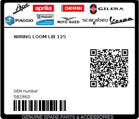 Product image: Piaggio - 582860 - WIRING LOOM LIB 125  0