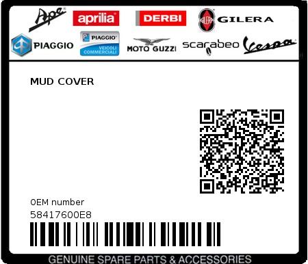 Product image: Piaggio - 58417600E8 - MUD COVER  0