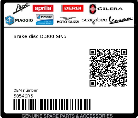 Product image: Piaggio - 58546R5 - Brake disc D.300 SP.5  0