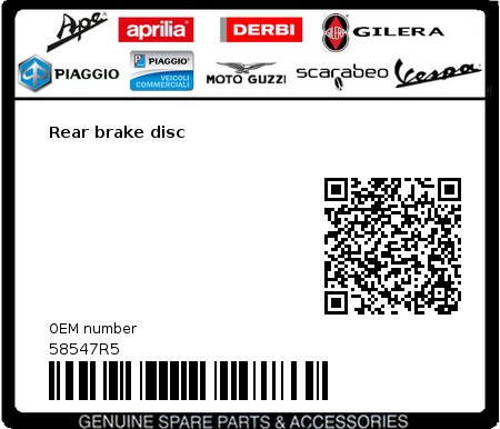 Product image: Piaggio - 58547R5 - Rear brake disc  0