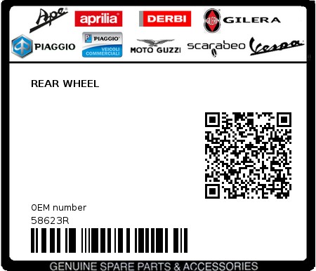 Product image: Piaggio - 58623R - REAR WHEEL  0