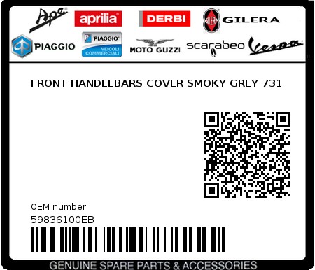 Product image: Piaggio - 59836100EB - FRONT HANDLEBARS COVER SMOKY GREY 731  0