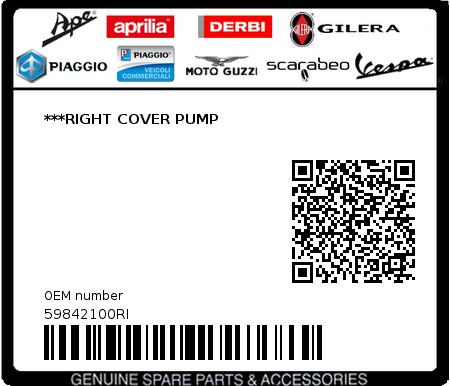 Product image: Piaggio - 59842100RI - ***RIGHT COVER PUMP  0