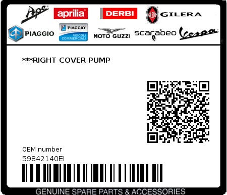 Product image: Piaggio - 59842140EI - ***RIGHT COVER PUMP  0