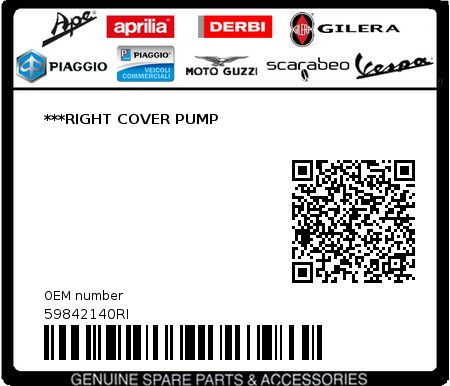 Product image: Piaggio - 59842140RI - ***RIGHT COVER PUMP  0