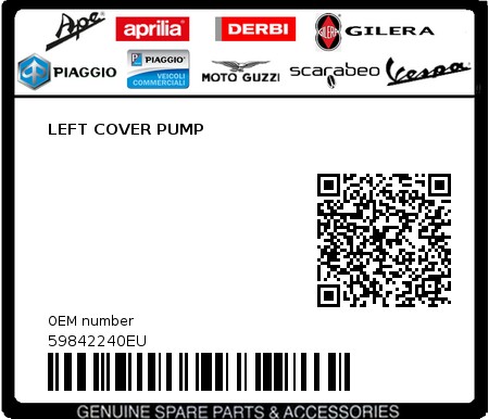 Product image: Piaggio - 59842240EU - LEFT COVER PUMP  0