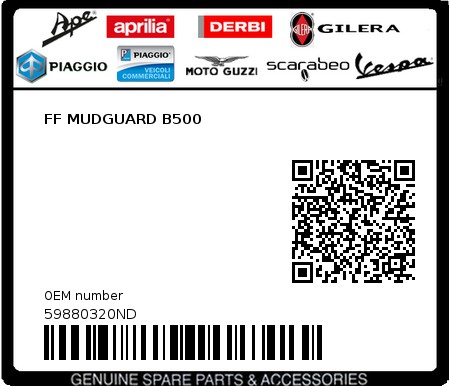 Product image: Piaggio - 59880320ND - FF MUDGUARD B500  0