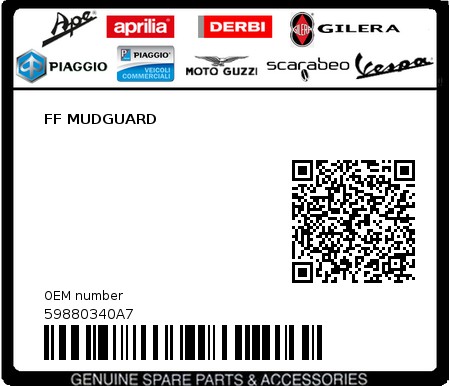 Product image: Piaggio - 59880340A7 - FF MUDGUARD  0