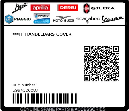 Product image: Piaggio - 5994120087 - ***FF HANDLEBARS COVER  0