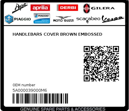 Product image: Piaggio - 5A000039000M6 - HANDLEBARS COVER BROWN EMBOSSED  0