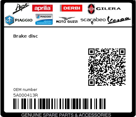 Product image: Piaggio - 5A000413R - Brake disc  0