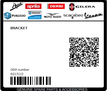 Product image: Piaggio - 601510 - BRACKET  0